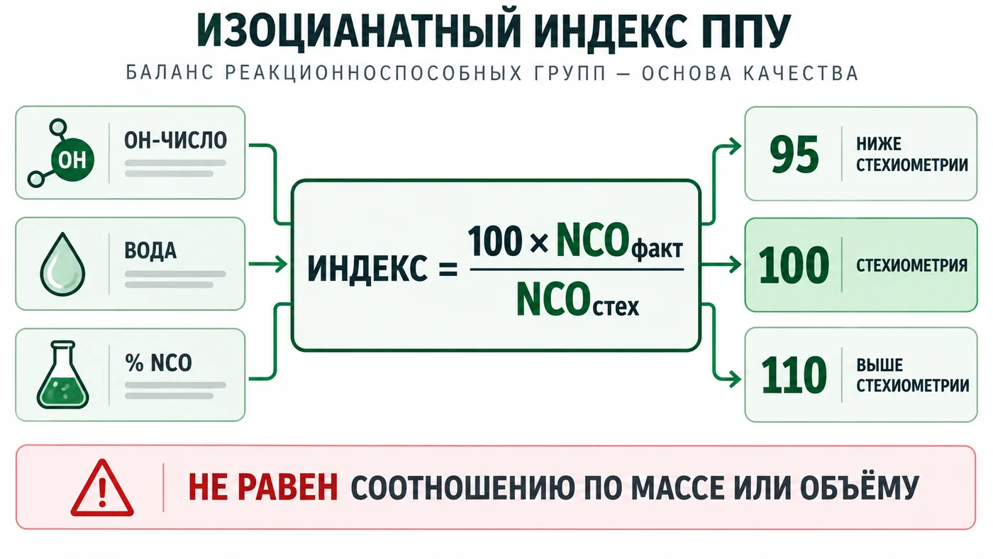 Формула изоцианатного индекса и отличие от массового или объёмного отношения